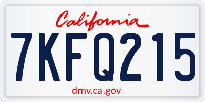 CA license plate 7KFQ215