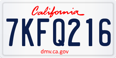 CA license plate 7KFQ216