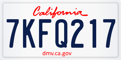 CA license plate 7KFQ217