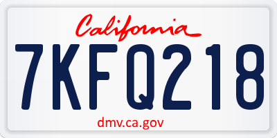 CA license plate 7KFQ218