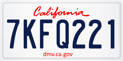 CA license plate 7KFQ221