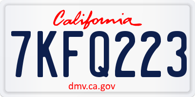 CA license plate 7KFQ223