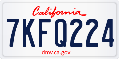 CA license plate 7KFQ224