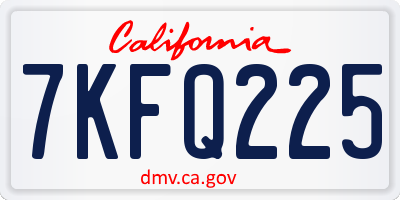 CA license plate 7KFQ225