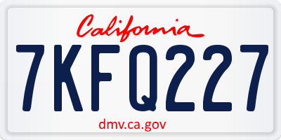 CA license plate 7KFQ227