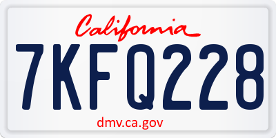 CA license plate 7KFQ228