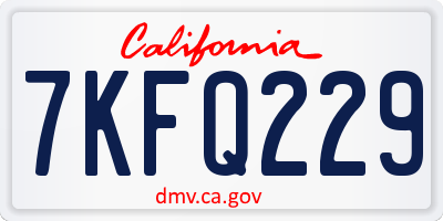 CA license plate 7KFQ229