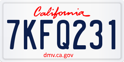 CA license plate 7KFQ231