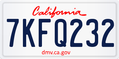 CA license plate 7KFQ232
