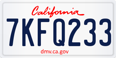 CA license plate 7KFQ233