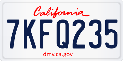 CA license plate 7KFQ235