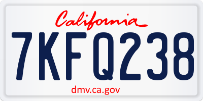 CA license plate 7KFQ238