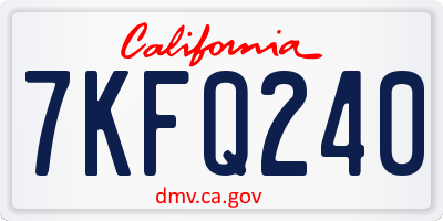 CA license plate 7KFQ240