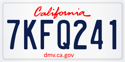 CA license plate 7KFQ241