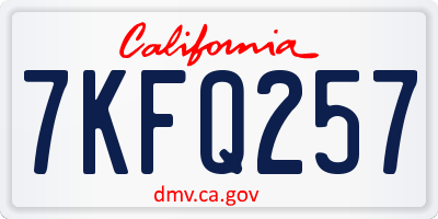 CA license plate 7KFQ257