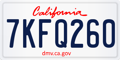 CA license plate 7KFQ260