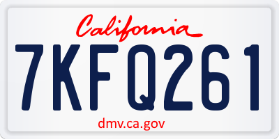 CA license plate 7KFQ261