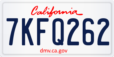 CA license plate 7KFQ262