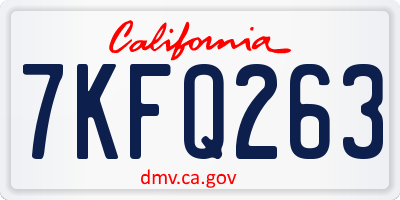 CA license plate 7KFQ263
