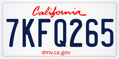 CA license plate 7KFQ265