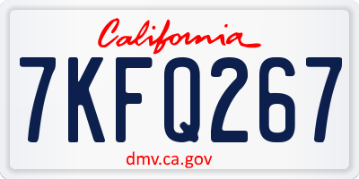 CA license plate 7KFQ267