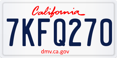 CA license plate 7KFQ270