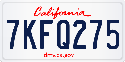 CA license plate 7KFQ275
