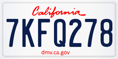 CA license plate 7KFQ278