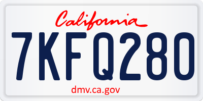 CA license plate 7KFQ280