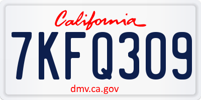 CA license plate 7KFQ309