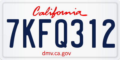CA license plate 7KFQ312