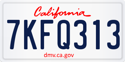 CA license plate 7KFQ313