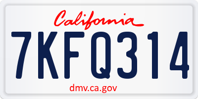 CA license plate 7KFQ314