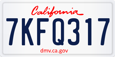 CA license plate 7KFQ317