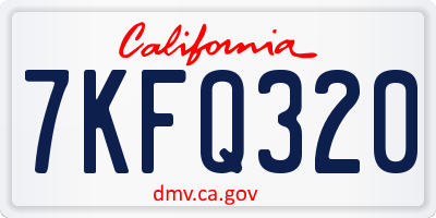 CA license plate 7KFQ320