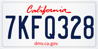 CA license plate 7KFQ328