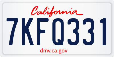 CA license plate 7KFQ331