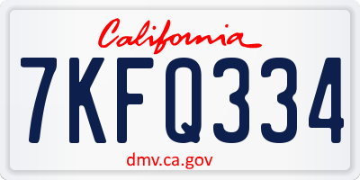 CA license plate 7KFQ334