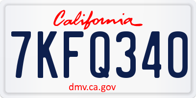 CA license plate 7KFQ340