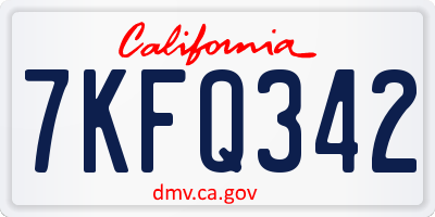 CA license plate 7KFQ342