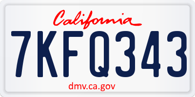 CA license plate 7KFQ343