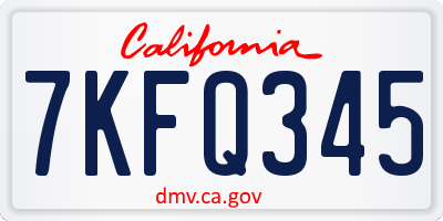 CA license plate 7KFQ345
