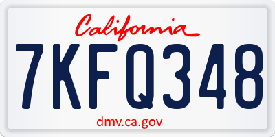 CA license plate 7KFQ348