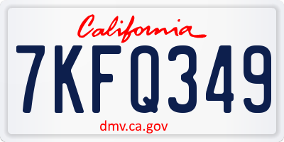CA license plate 7KFQ349