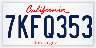 CA license plate 7KFQ353