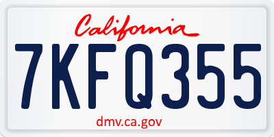 CA license plate 7KFQ355