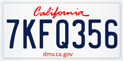 CA license plate 7KFQ356