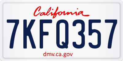 CA license plate 7KFQ357