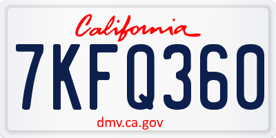 CA license plate 7KFQ360