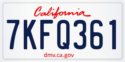 CA license plate 7KFQ361